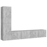 TV-SCHRANK-SET Betongrau Holzwerkstoff 4-teilig - Grau, Holzwerkstoff (30/30/80cm) - vidaXL