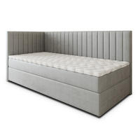 BOXBETT ARIS 90x200 cm mit Matratze und Topper, H2+H3 - Hellgrau - Hellgrau, Holz (90/200cm) - MASSENO