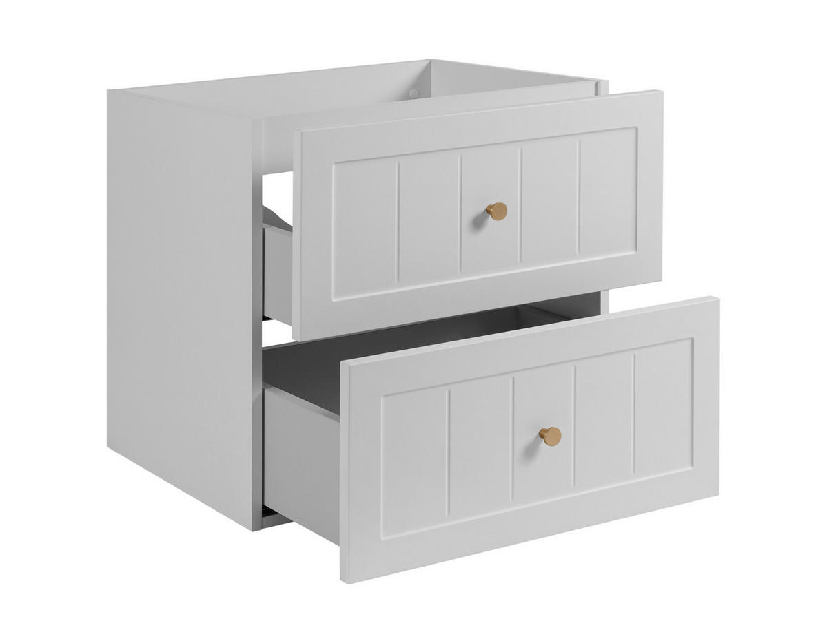 WASCHTISCHUNTERSCHRANK im klassischen Stil, weiß, 60 x 57 x 46 cm - Goldfarben/Weiß, Holzwerkstoff (60/57/46cm) - 3XE LIVING