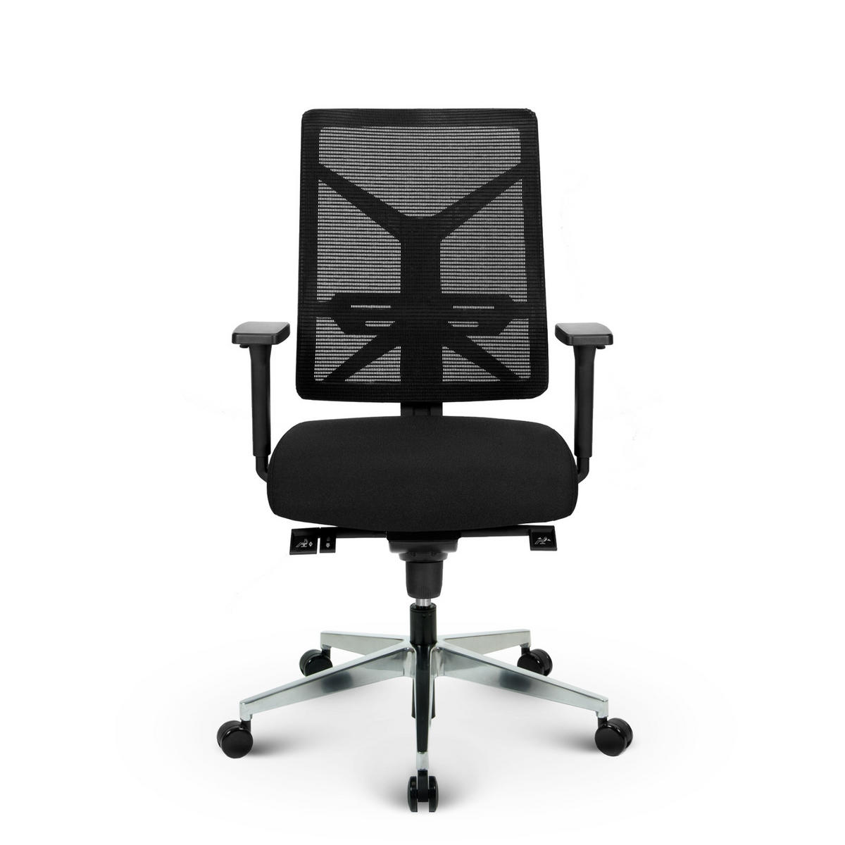 BÜROSTUHL V1801 Stoff/Mesh Schwarz - ergonomisch, 150 kg belastbar, Sitzhöhe 53-65cm - Schwarz, Kunststoff/Textil (65/111/65cm) - Versee