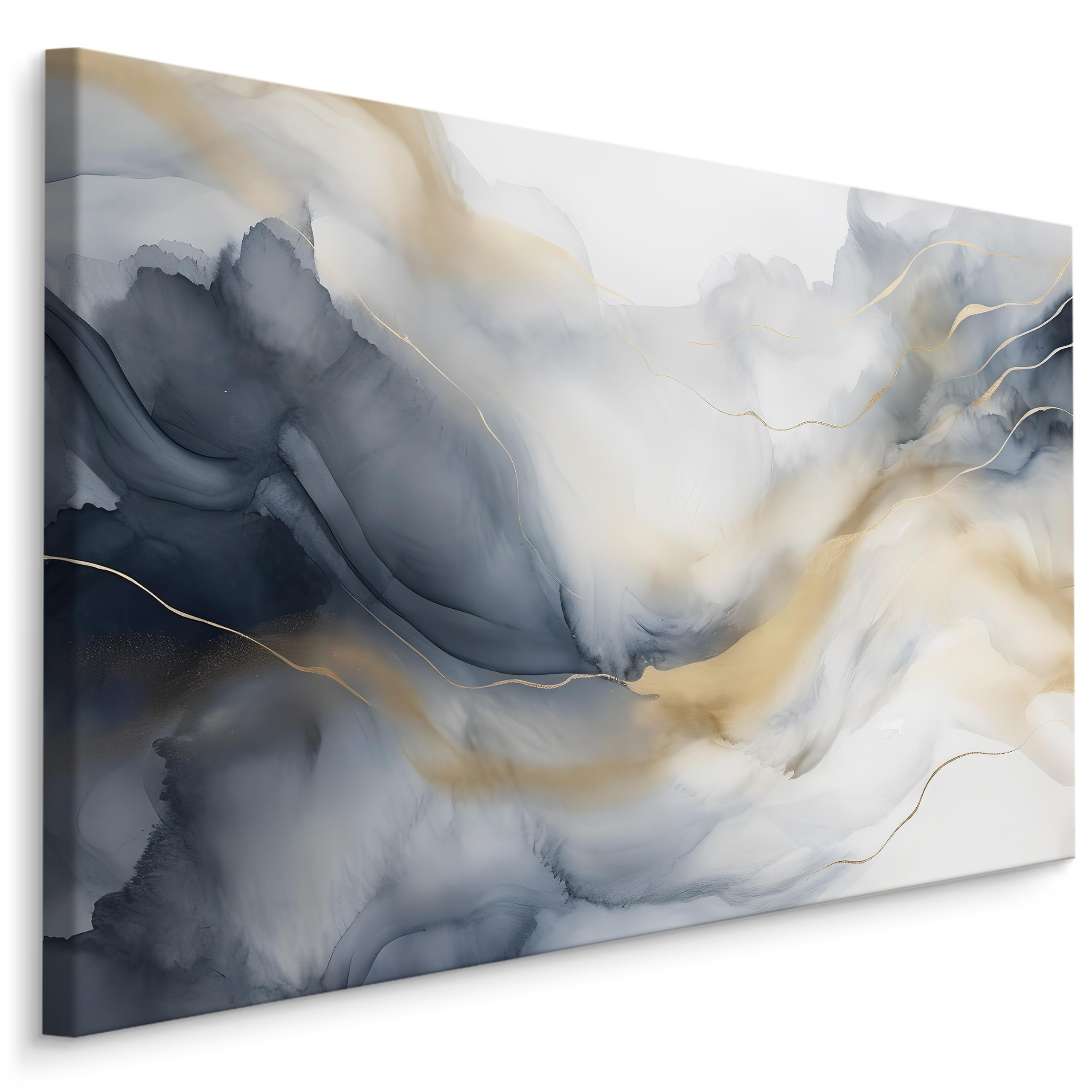 Muralo Leinwandbild Blau, Weiß, Beige, Grau 90x60 cm