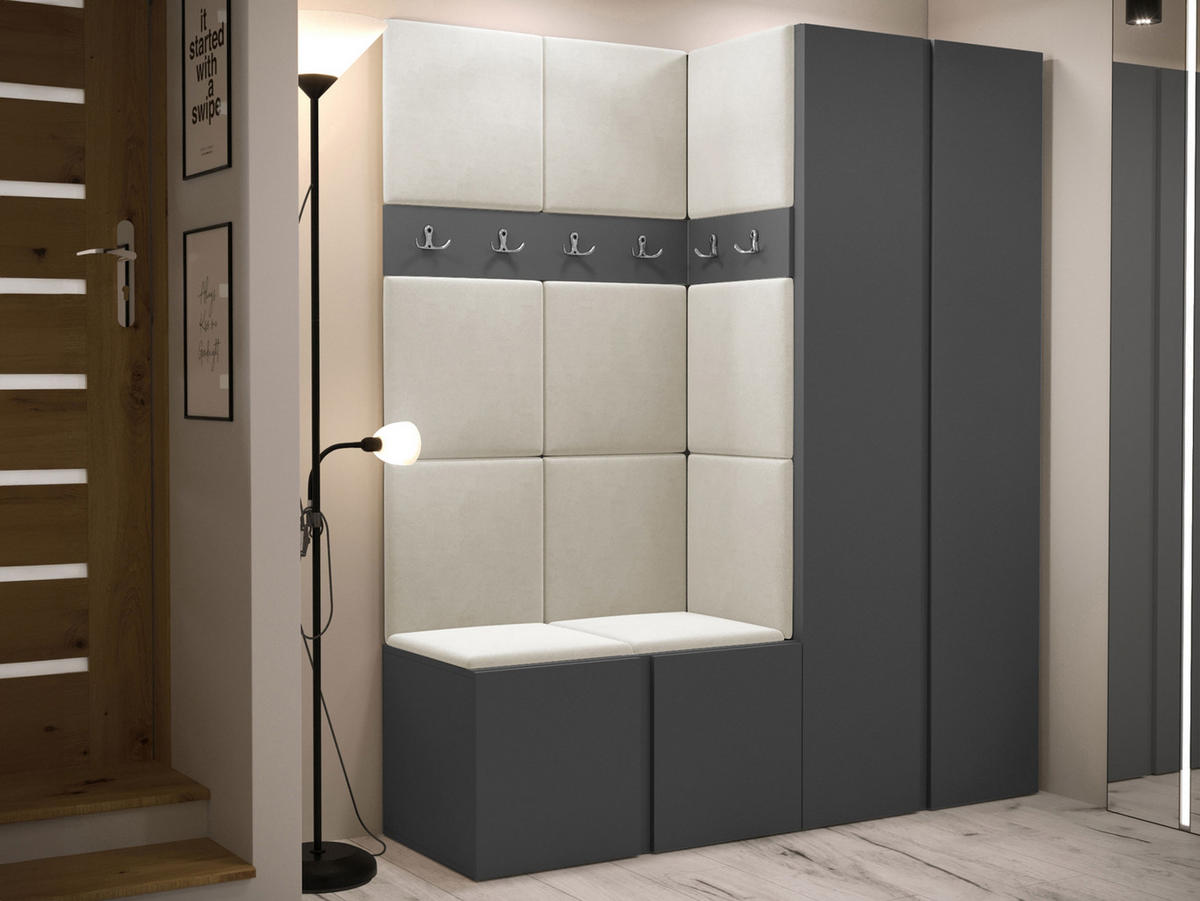 GARDEROBEN-SET Orion III - Beige/Graphitfarben, Holzwerkstoff/Kunststoff (158/186/46cm) - MIRJAN24