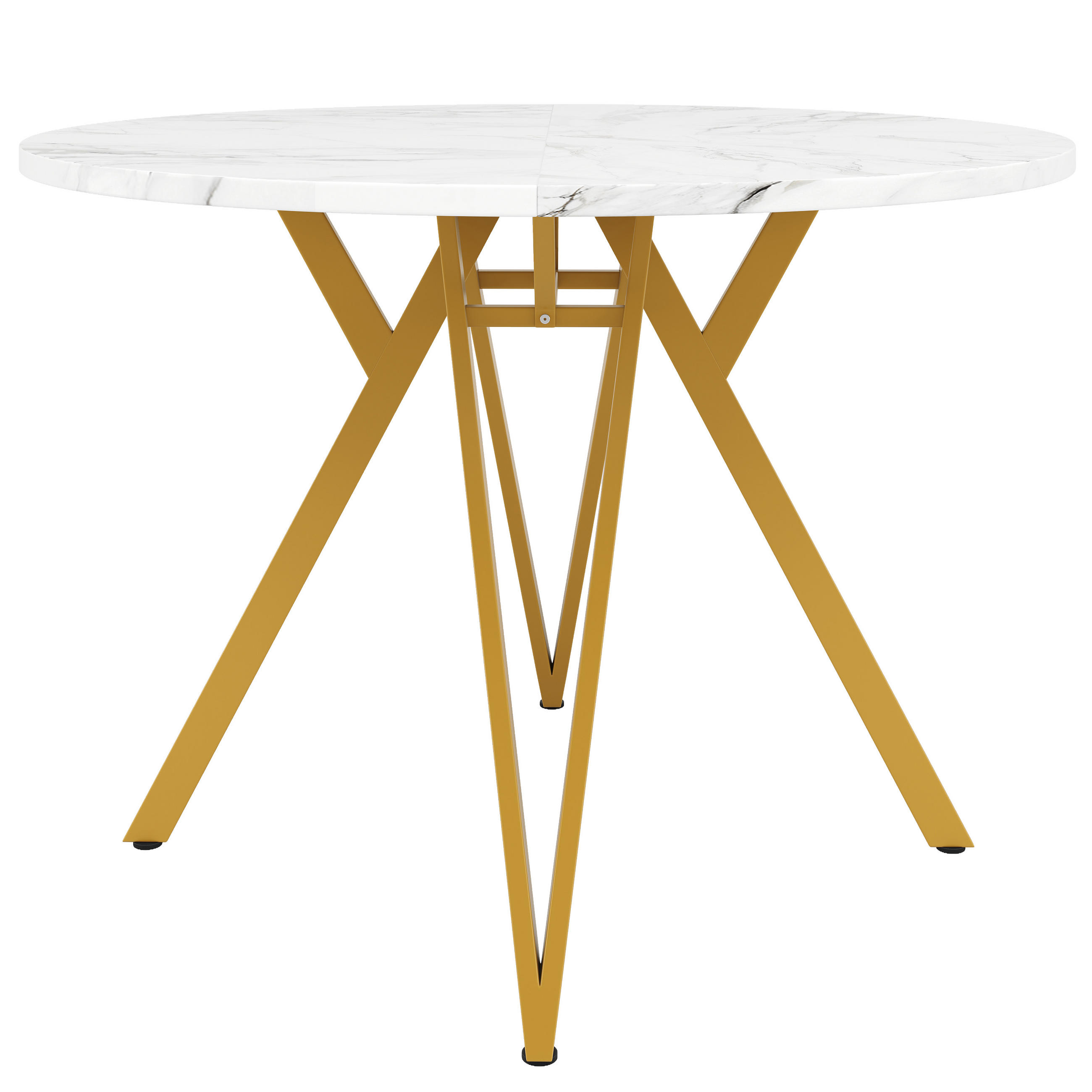 ESSTISCH 100x100x76 cm aus MDF mit verstellbaren Füßen und verdicktem Basiselement, gold - Goldfarben, Holzwerkstoff (100/100/76cm) - Luhomfu