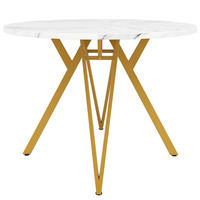 ESSTISCH 100x100x76 cm aus MDF mit verstellbaren Füßen und verdicktem Basiselement, gold - Goldfarben, Holzwerkstoff (100/100/76cm) - Luhomfu