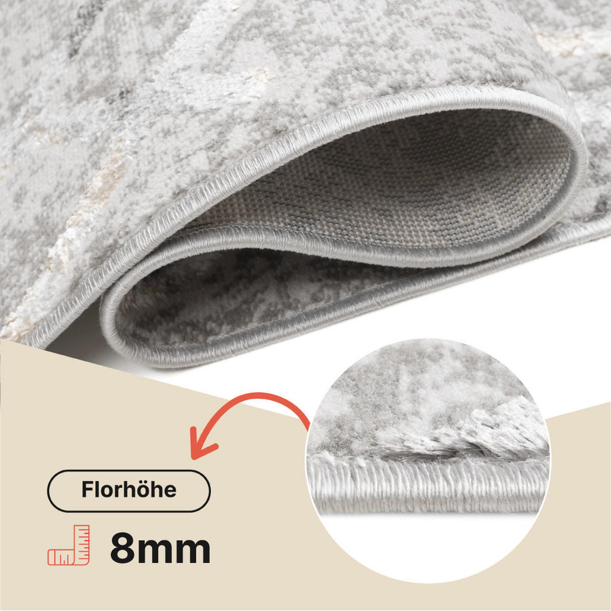 LÄUFER Crystal Hellgrau Marmor Optik 80/200 cm - Hellgrau, Textil (80/200cm) - Tapiso