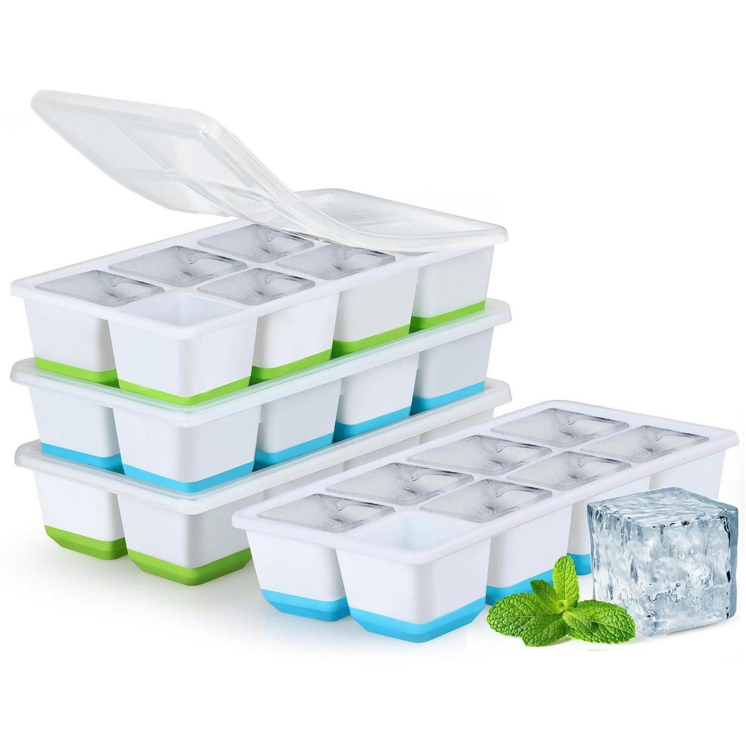 EISWÜRFELFORM 2er-Set Silikon mit Deckel - Multicolor, Kunststoff (10/6/20cm)