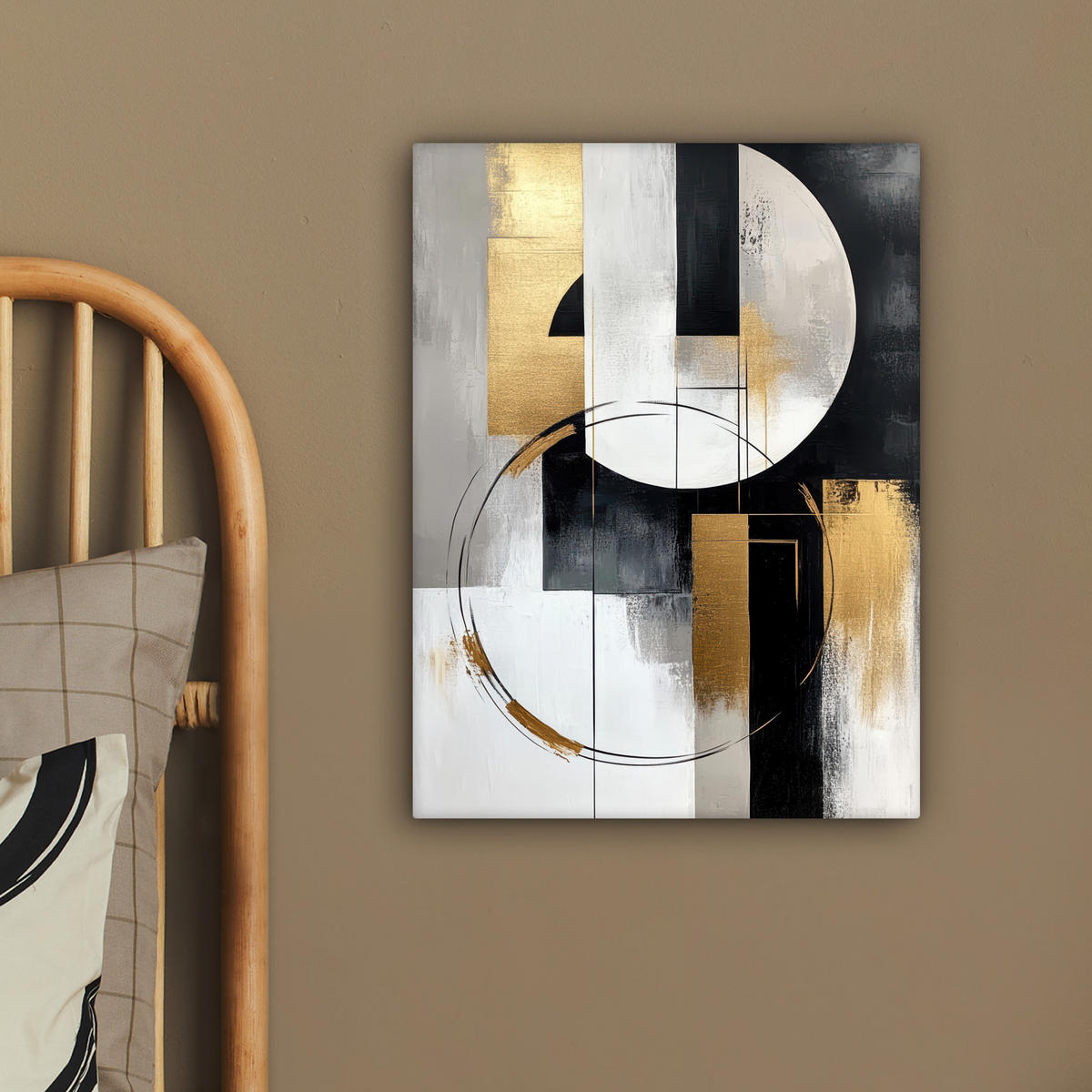 LEINWANDBILD - Abstrakt - Gold - Silber - Formen - Ästhetik - 30x40 - Bilder - Multicolor, Textil (30/40cm) - MuchoWow