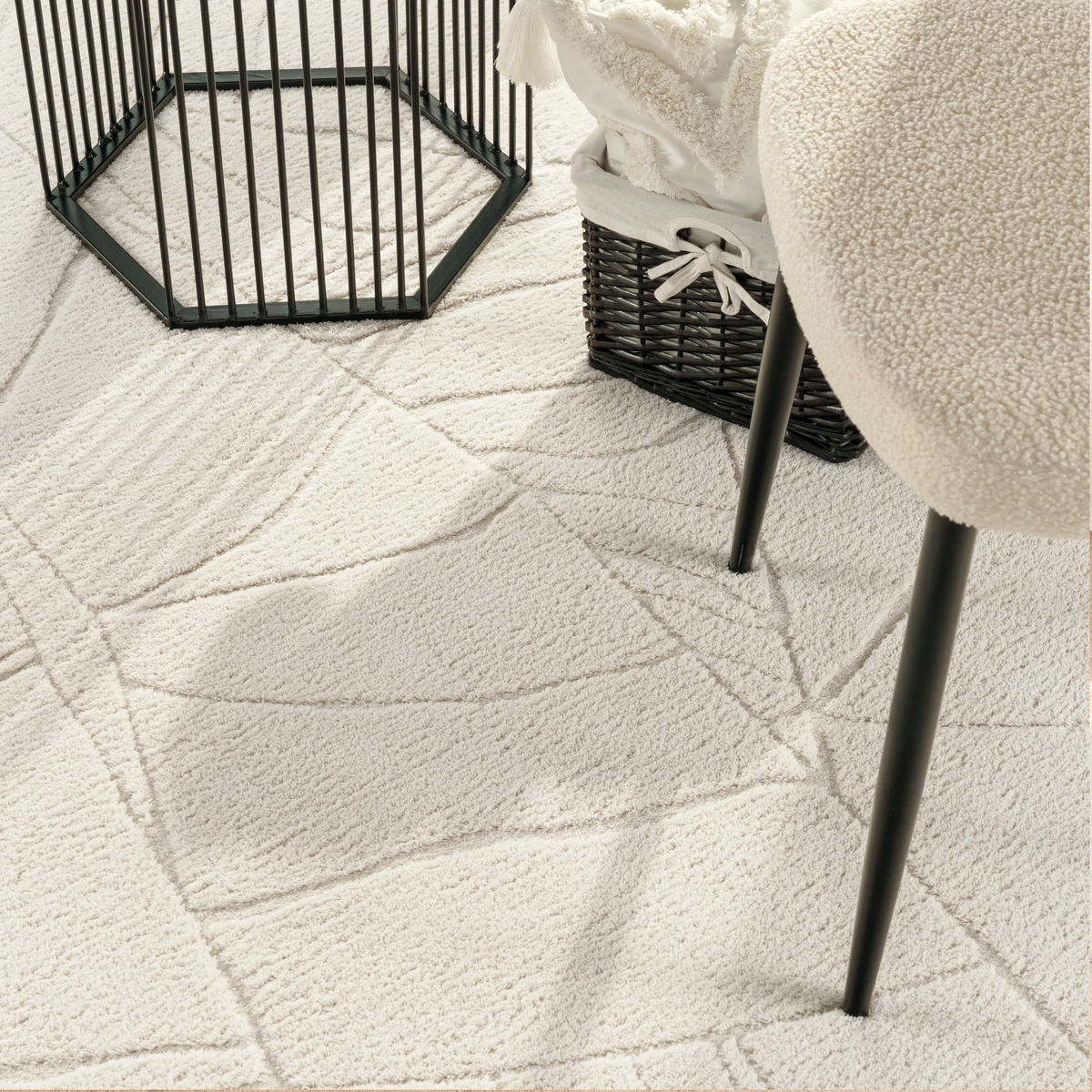 HOCHFLORTEPPICH 160/160 cm Tokio 474 - Creme, Textil (160/160cm) - Paco Home