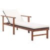 SONNENLIEGE mit Auflage Poly-Rattan Akazie Massivholz Schwarz - Schwarz, Kunststoff (55/56/200cm) - furnicato
