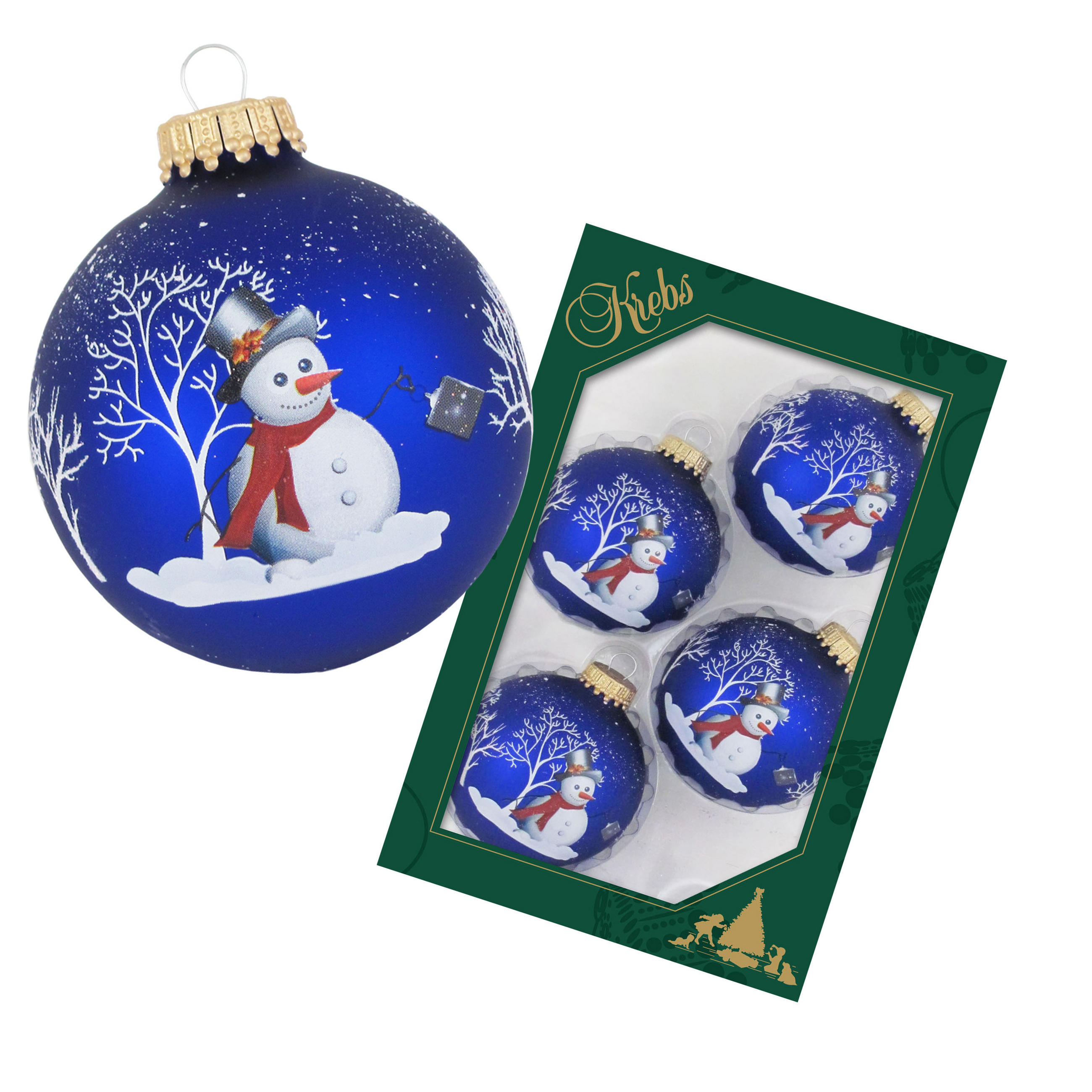 Krebs Glas Lauscha Christbaumkugeln Blau 7x7x7 cm