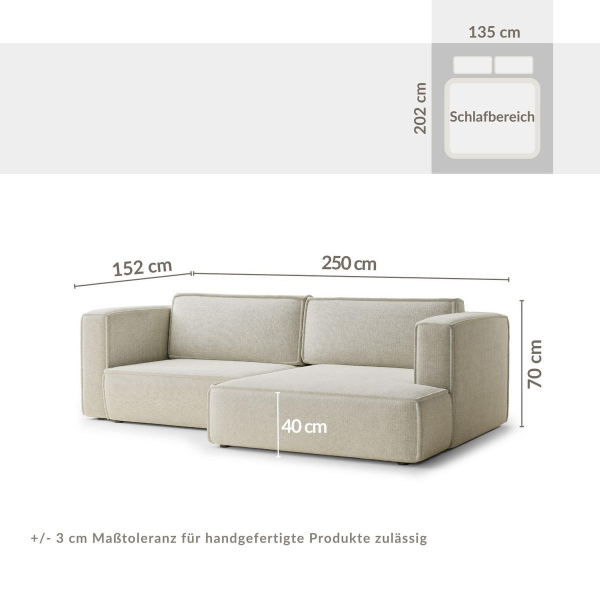 ECKSOFA MIT SCHLAFFUNKTION Velto Grau Chenille-Stoff - Schwarz/Grau, Holz/Holzwerkstoff (250/152cm) - Maison de Reve