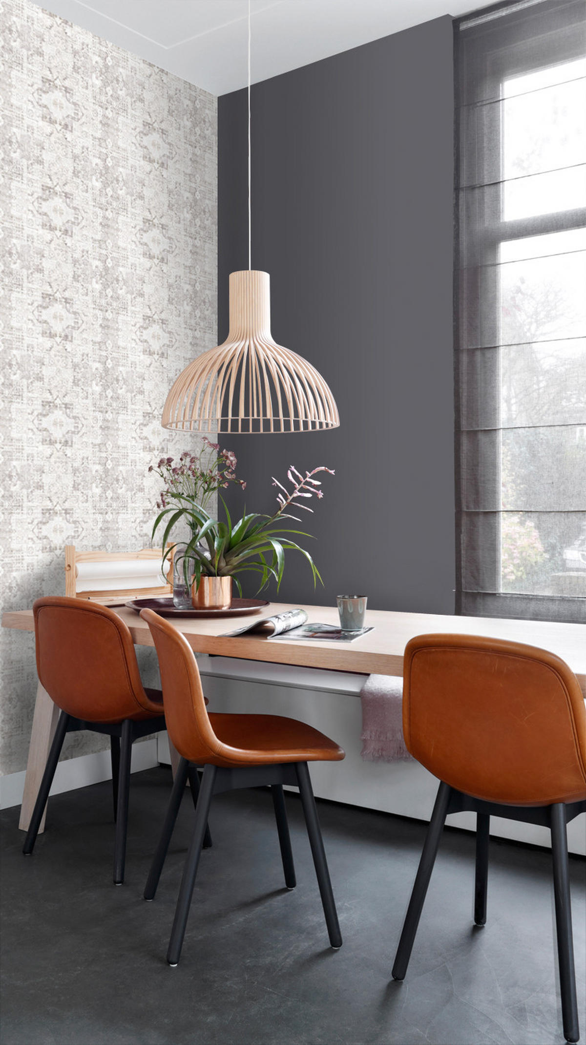 TAPETE orientalisches Kelim-Patchwork 53 cm x 10.05 m - Grau, Papier (53/1000cm) - ESTAhome