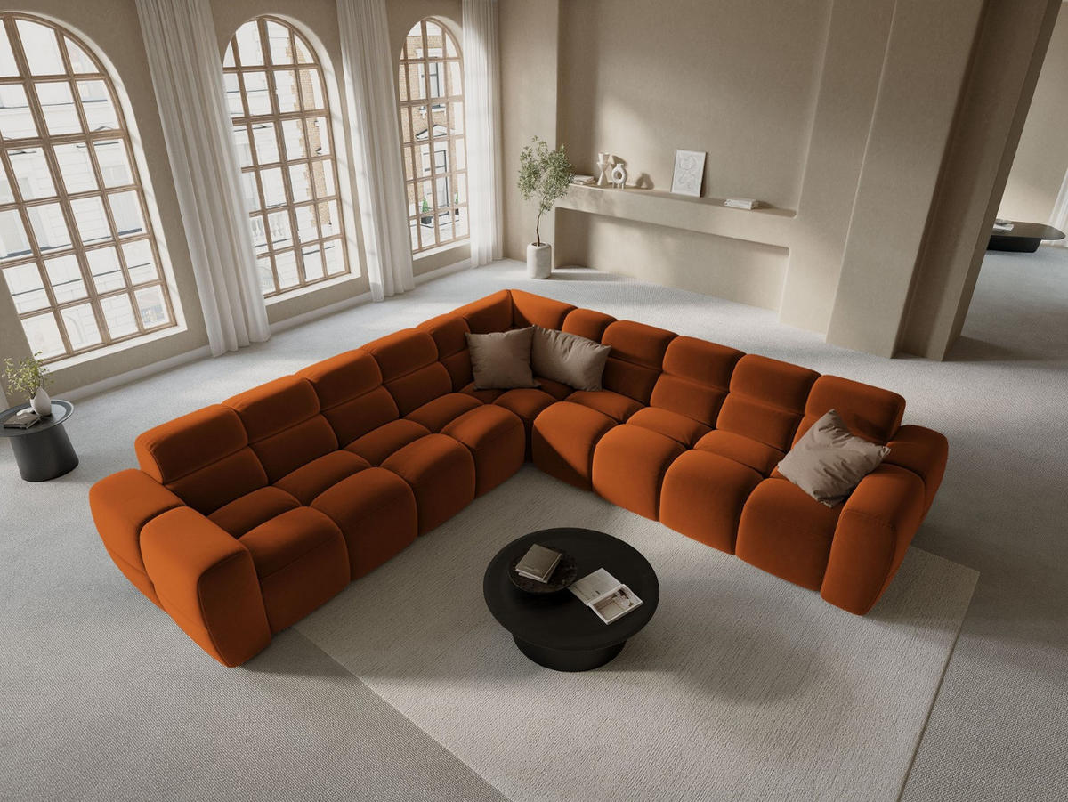 ECKSOFA wendbar Lisa aus Samt terrakotta 5 Sitzplätze - Terracotta, Textil (310/310cm) - Micadoni