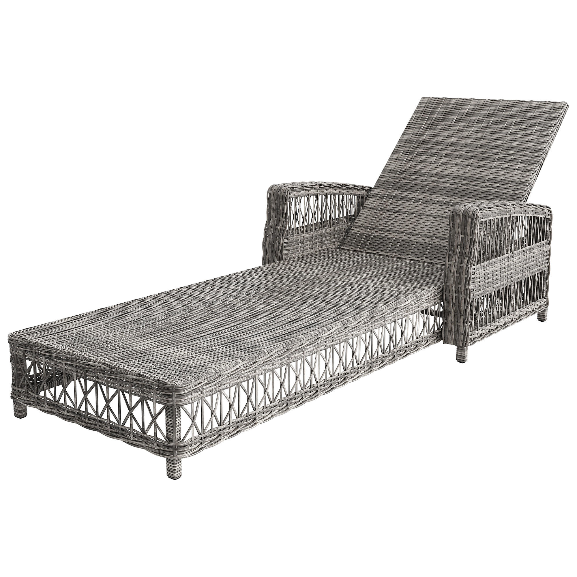 OUTDOOR-LIEGE AUS RATTAN 4-fach verstellbar Grau - Grau, Metall (70/58/192cm) - ComfortXL
