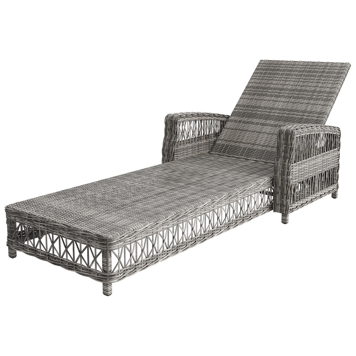 OUTDOOR-LIEGE AUS RATTAN 4-fach verstellbar Grau - Grau, Metall (70/58/192cm) - ComfortXL