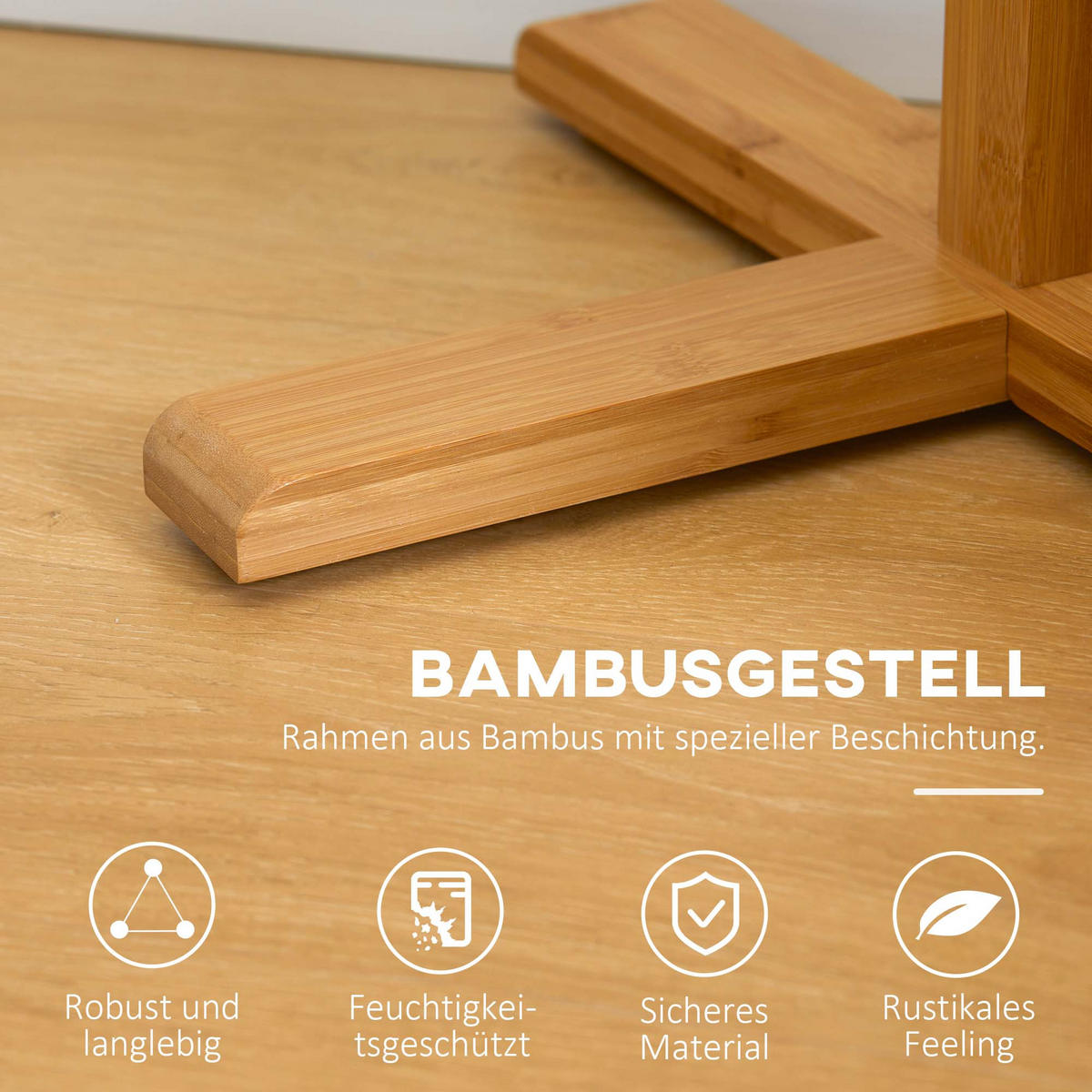 GARDEROBENSTÄNDER aus Bambus, Kleiderständer mit 8 Haken, Jackenständer für Flur - Naturfarben, Naturmaterialien (49.5/178/49.5cm) - HOMCOM