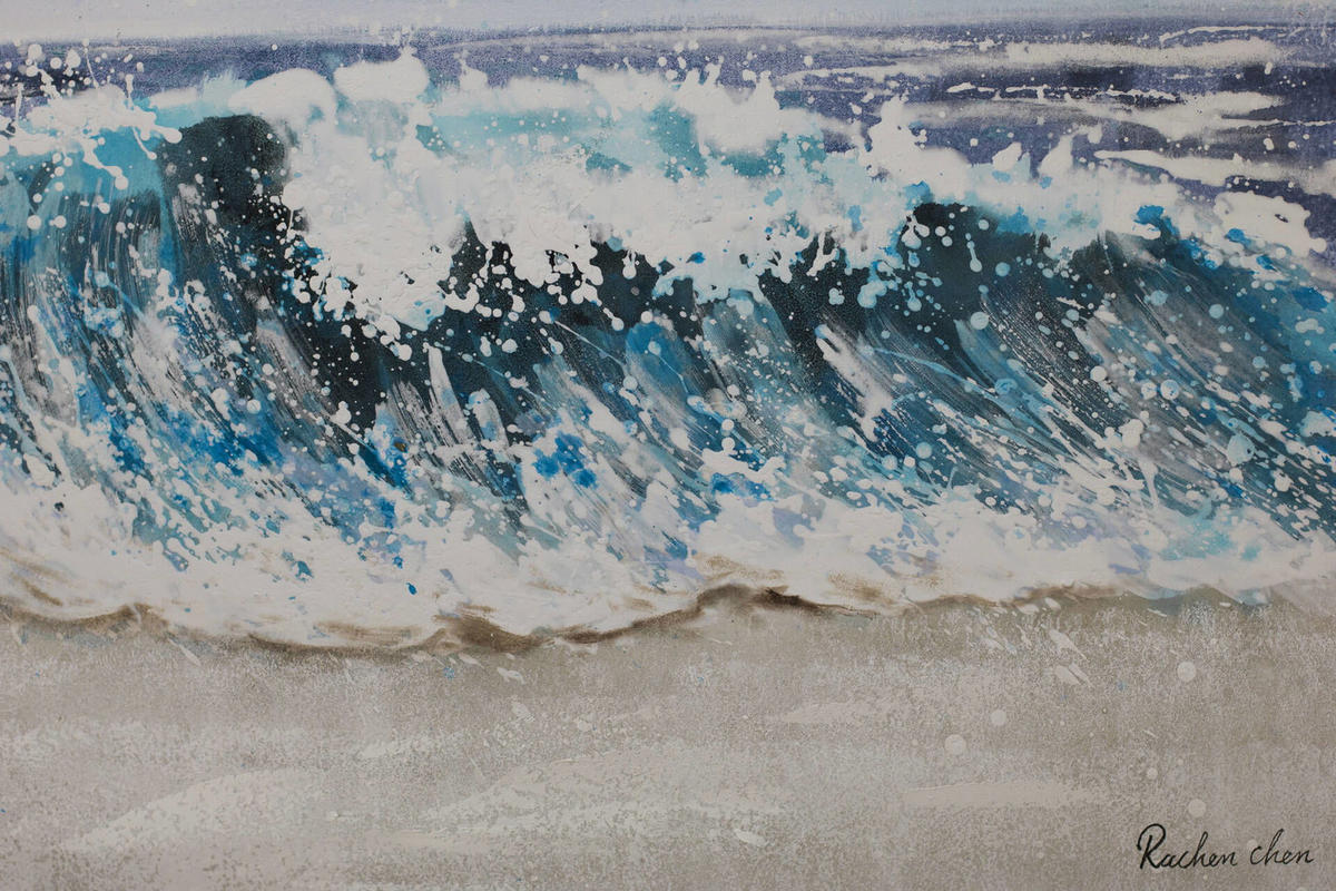 ACRYLBILD HANDGEMALT 120/80 cm - Blau, Holz/Textil (120/80cm) - KUNSTLOFT