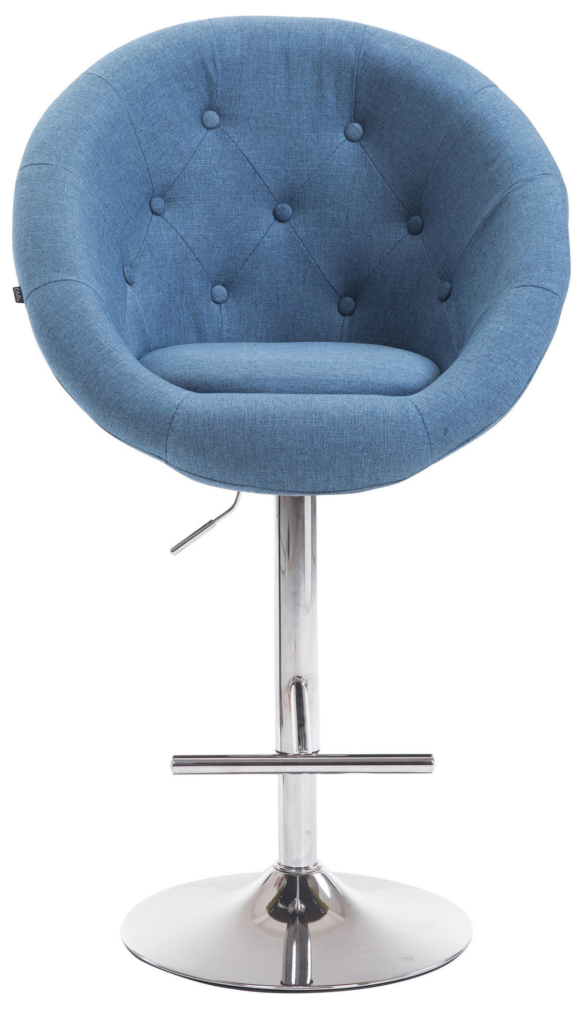 BARHOCKER Stoff blau - Chromfarben/Blau, Textil/Metall (65/107/57cm) - CLP