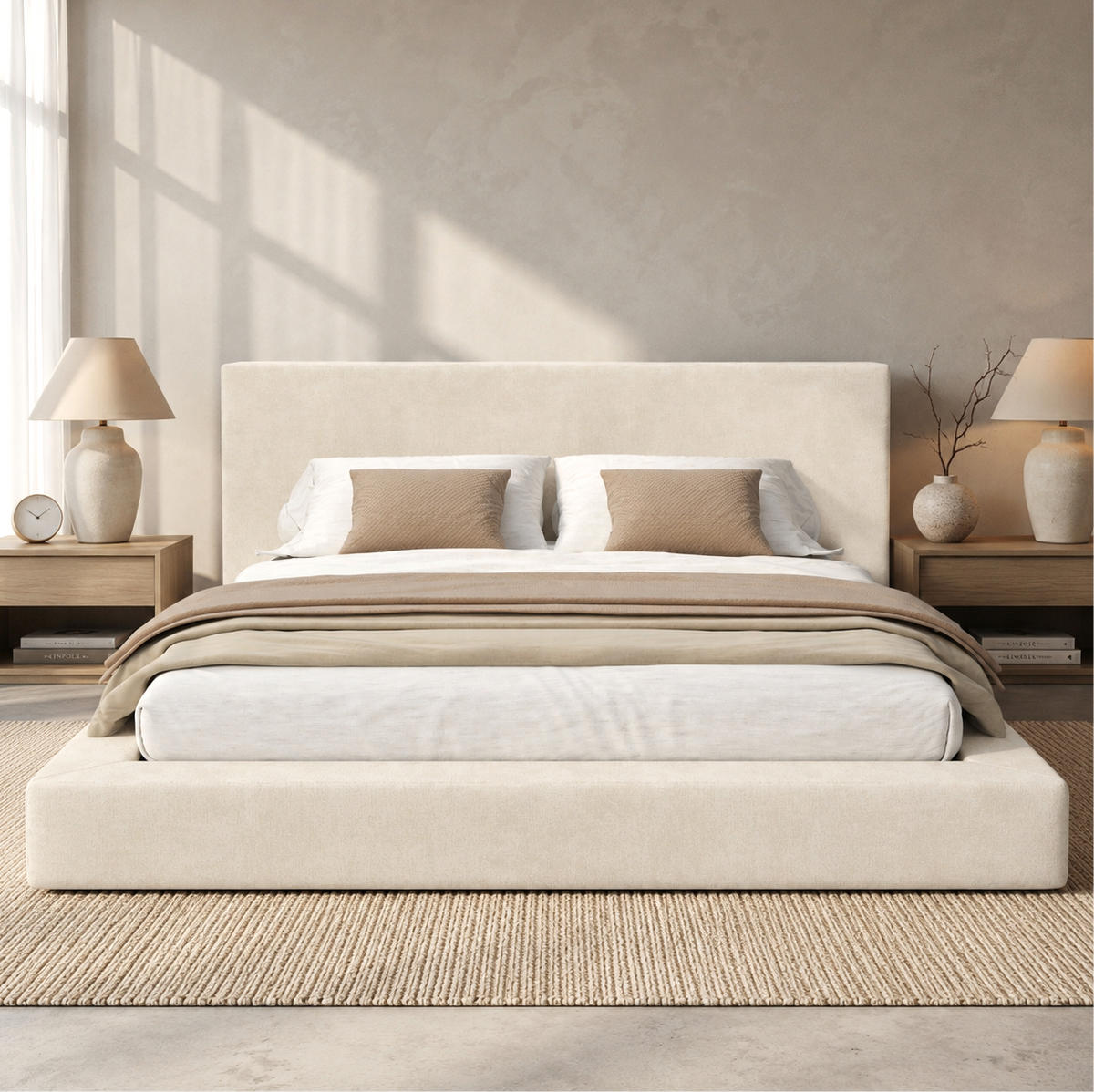 POLSTERBETT mit Chenille-Bezug 160x200 cm Beige inklusive Lattenrost - Beige, Textil (160/200cm) - Modfu
