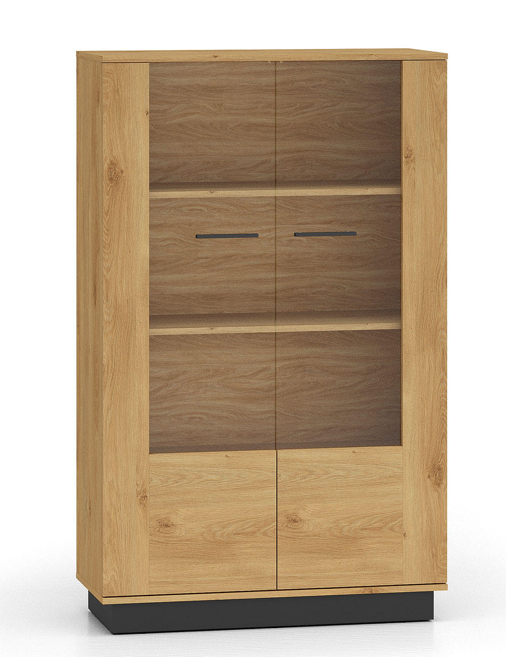VITRINE Modesto Eiche Style hell / Schwarz 92 / 40 / 149 cm - Hellbraun/Eichefarben, Holz/Holzwerkstoff (92/149/40cm) - Feldmann-Wohnen