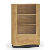 VITRINE Modesto Eiche Style hell / Schwarz 92 / 40 / 149 cm - Hellbraun/Eichefarben, Holz/Holzwerkstoff (92/149/40cm) - Feldmann-Wohnen