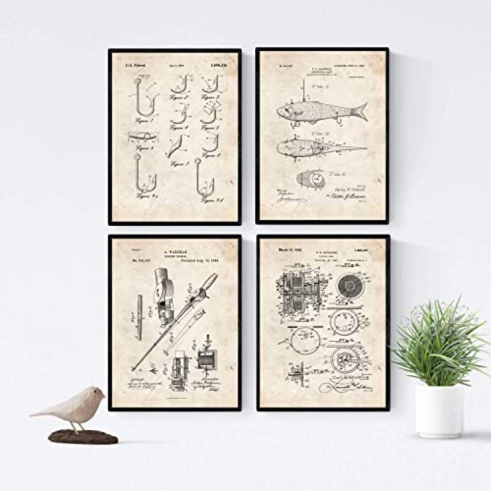 POSTER Set mit 4 Jahrgang Friseurläden Patent A4 Rahmenlos - Klar, Papier (29.7/3cm) - Nacnic
