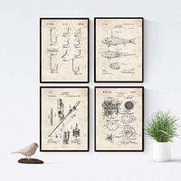 POSTER Set mit 4 Jahrgang Friseurläden Patent A4 Rahmenlos - Klar, Papier (29.7/3cm) - Nacnic