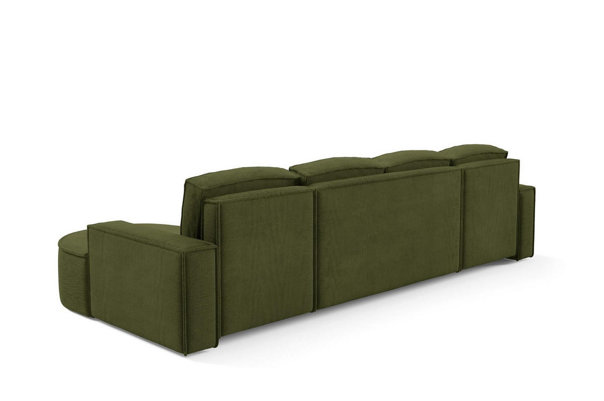 WOHNLANDSHAFT Flow U Grün, mit Schlaffunktion in Curio Stoff - Grün, Holzwerkstoff/Textil (316/88/157cm) - Bettso