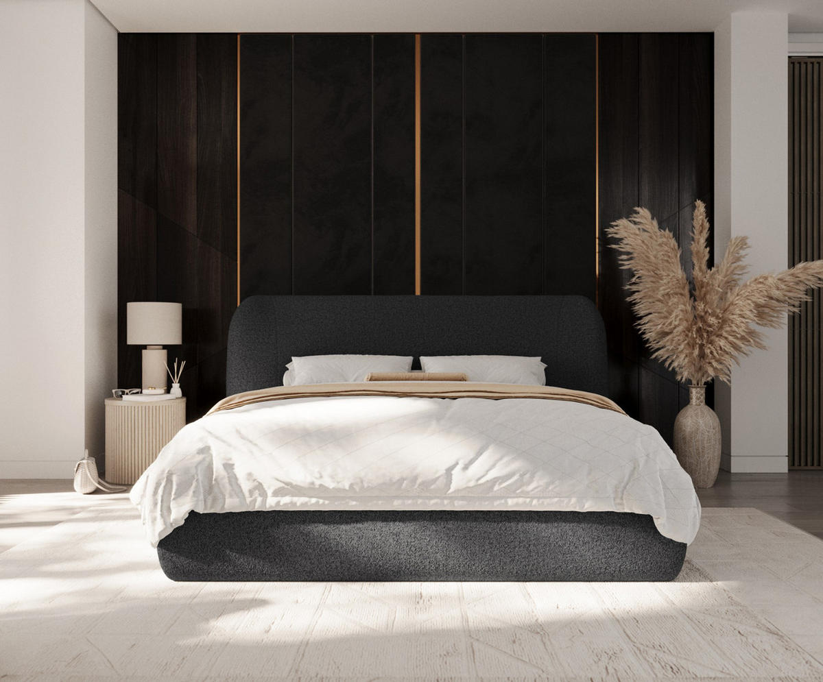 POLSTERBETT Bellano mit Stauraum 200/200 cm Anthrazit im Riva Stoff - Anthrazit/Schwarz, Holz/Holzwerkstoff (200/200cm) - AltaBeds