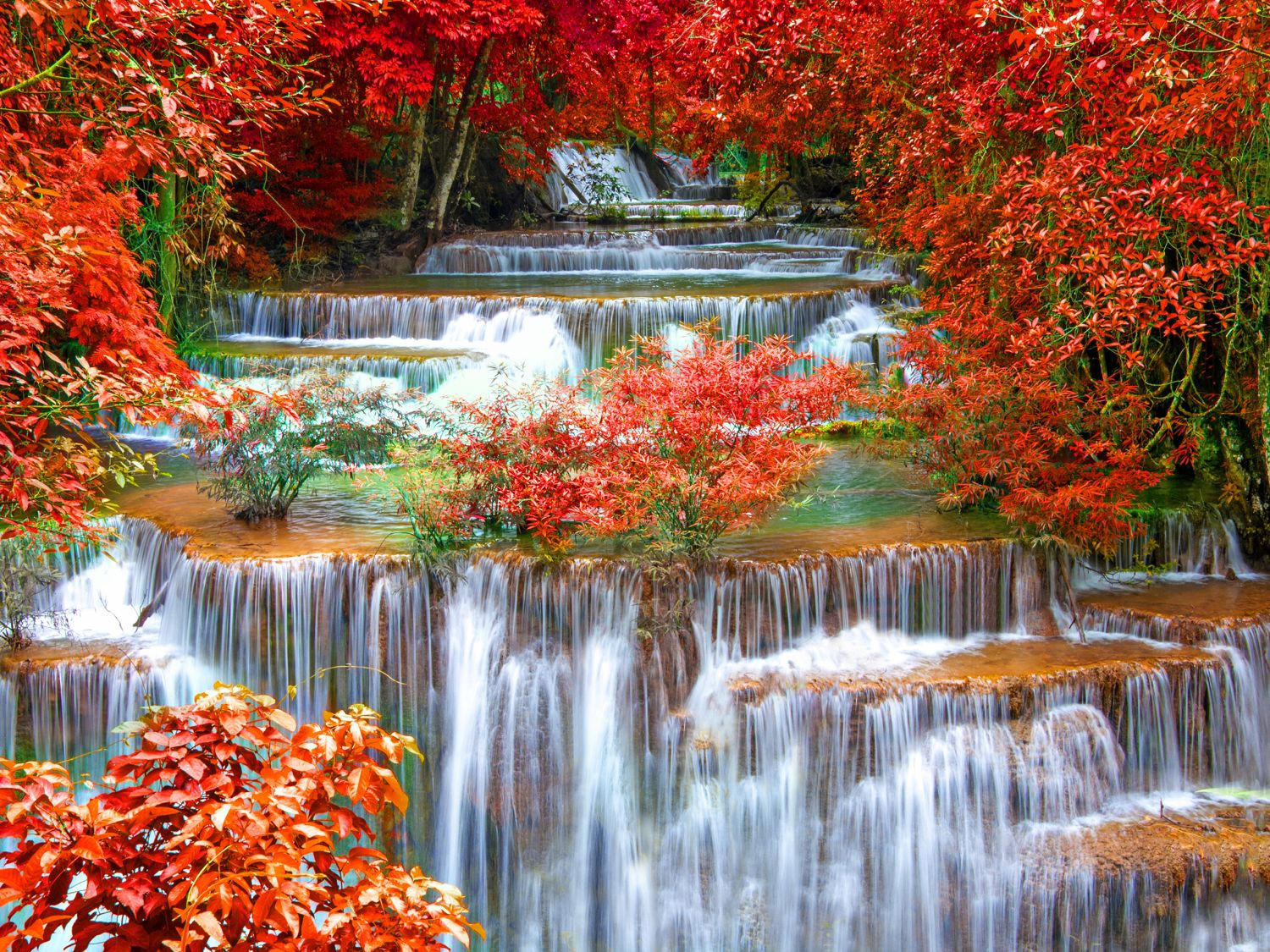 FOTOTAPETE Wasserfall 375 x 270 cm - Rot, Papier (375/270cm) - Sanders & Sanders
