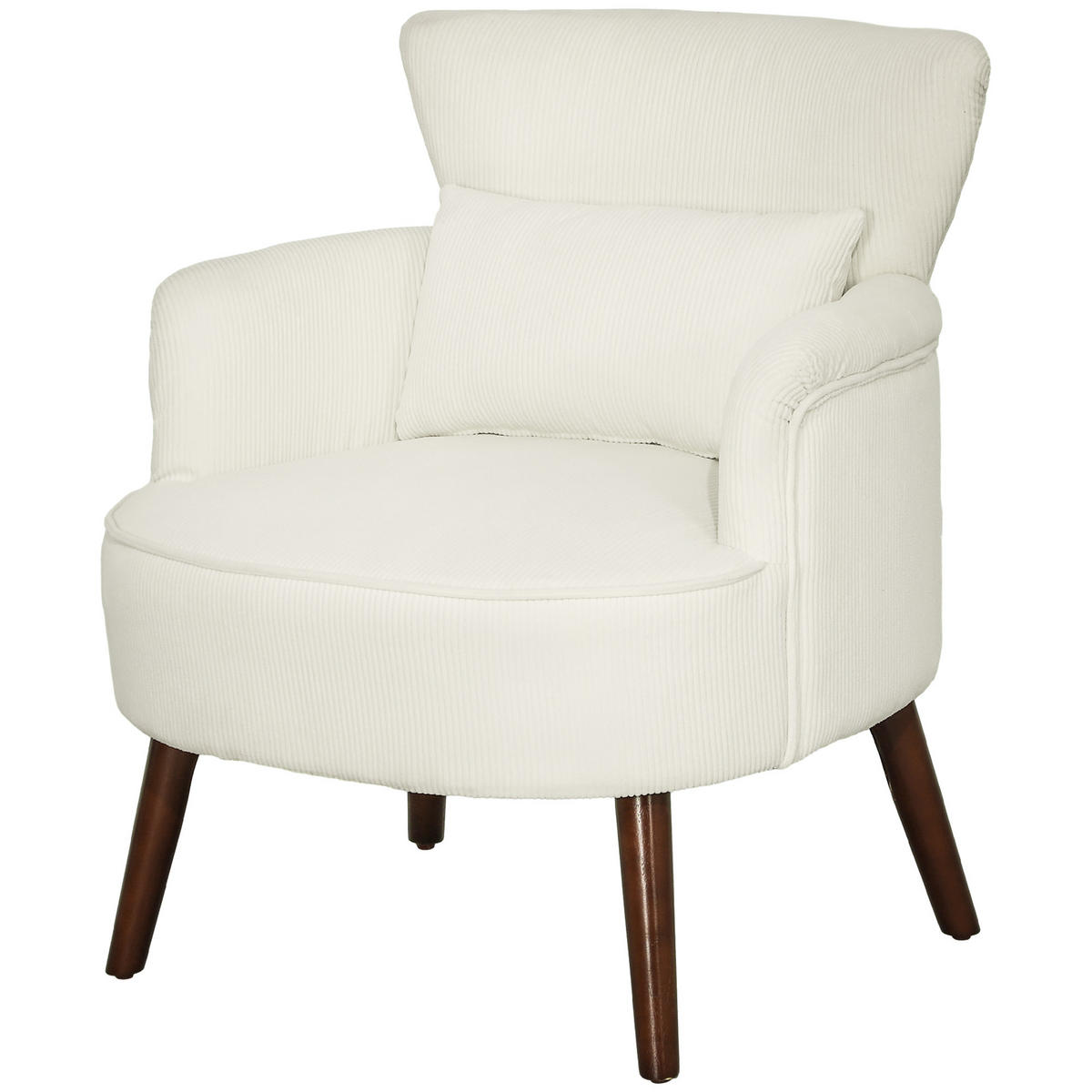 ARMLEHNSTUHL DE-06475 gepolstert, mit Lendenkissen, Kautschukholzbeine Cremeweiß - Creme, Holz/Textil (69/78/69.5cm) - ComfortXL