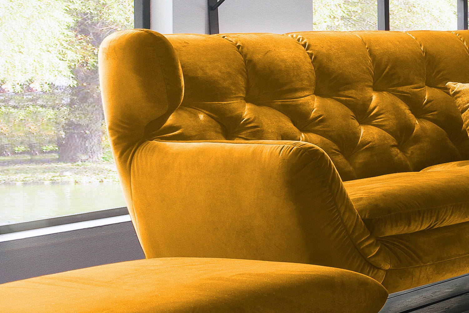 Thumbnail - Kawola Sofa, Gelb, Textil, Echtholz, Füllung: Komfortschaum, 200x94x95 cm, Wohnzimmer, Sofas & Couches, Sofas