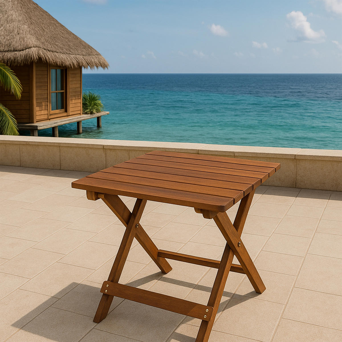 KLAPP-BEISTELLTISCH Plymouth - 38x43cm - Höhe 47,5cm Akazie geölt. - Braun, Holz (43/38/47.5cm) - TPFGarden