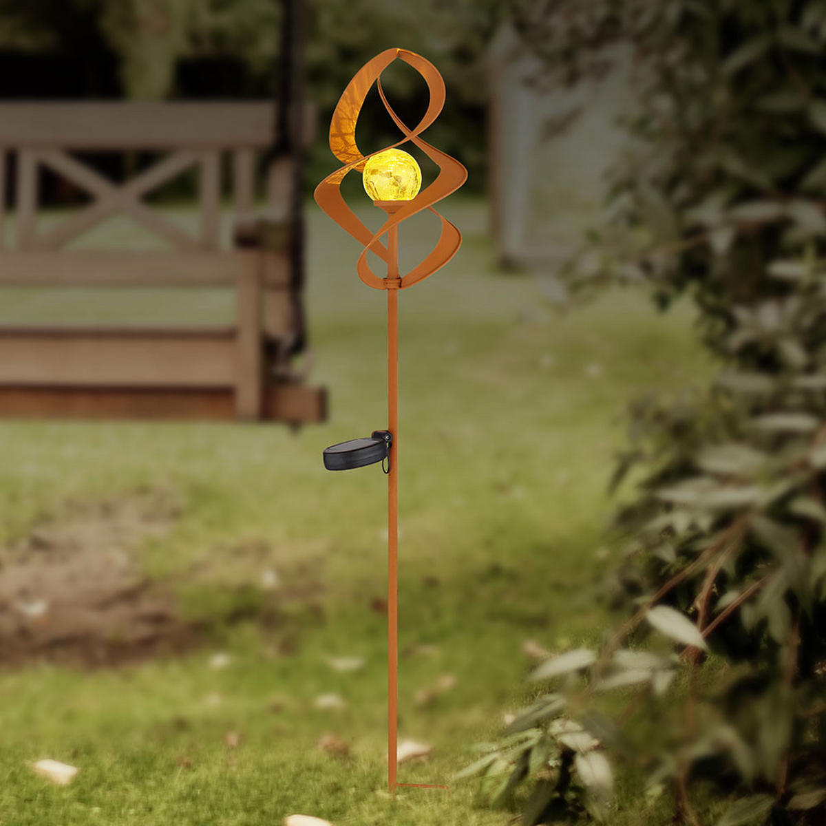 LED AUSSENLEUCHTE Metall Rostbraun - Braun, Glas (14.5/14.5/90cm)