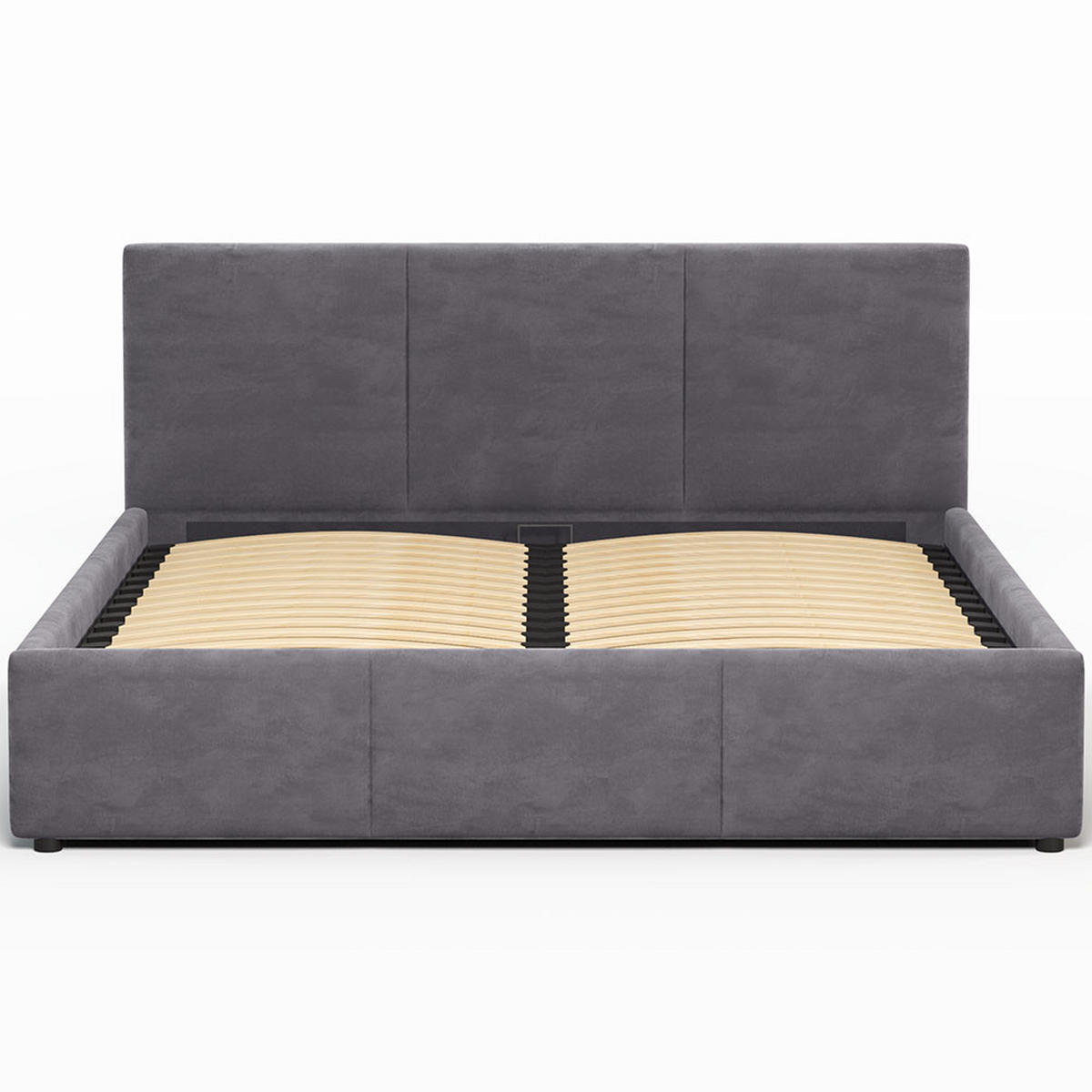 POLSTERBETT 160×200 cm mit Bettkasten und Lattenrost Nela HLR-21 Grau Velours - Dunkelgrau/Grau, Holz/Metall (160/200cm) - Jana