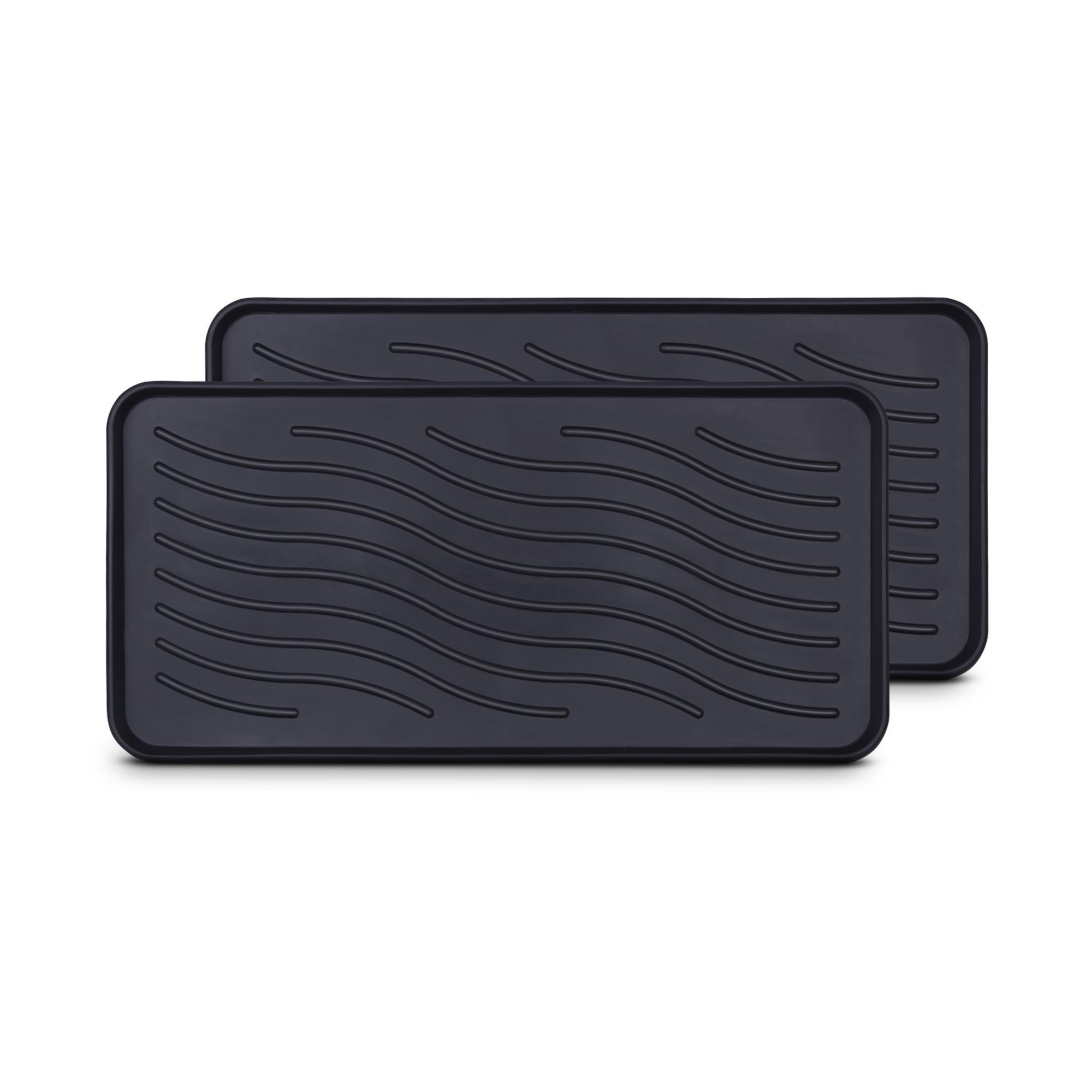 SCHUHABTROPFUNTERLAGE ( 2er Pack ) Schuhwanne mit hohem Rand ( 78 x 38 x 2,5cm ) Wasserdichte Abtropfunterlage und Schuhmatte für Schuhe - Schwarz, Kunststoff (38/78cm) - Bestlivings