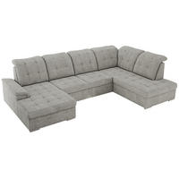 WOHNLANDSCHAFT MADRITO U - Hellgrau Struktur - Rechts - Silberfarben/Hellgrau, Textil/Metall (323/89/204cm) - MKS
