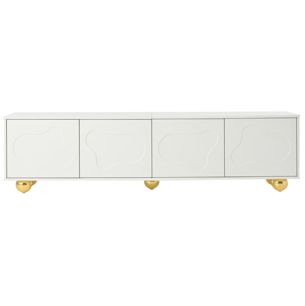 TV-SCHRANK aus Spanplatte 180x40x45 cm Weiß mit 4 Türen, 2 Schränken und Wolkenform - Weiß, Holzwerkstoff (180/45/40cm) - Modfu