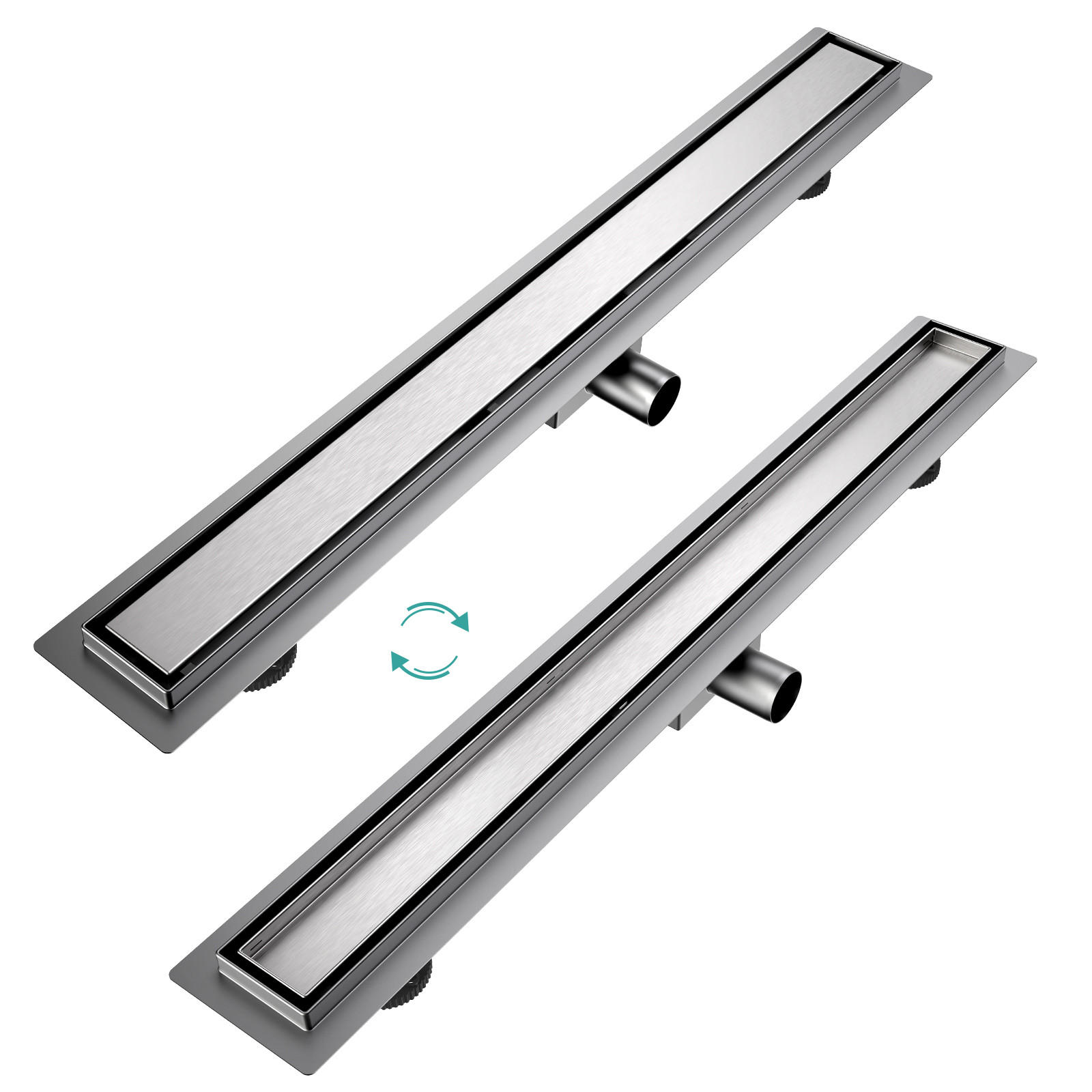 DUSCHRINNE Edelstahl Dusche & Bad 80/11 cm - Chromfarben, Metall (11/9/80cm) - EMKE