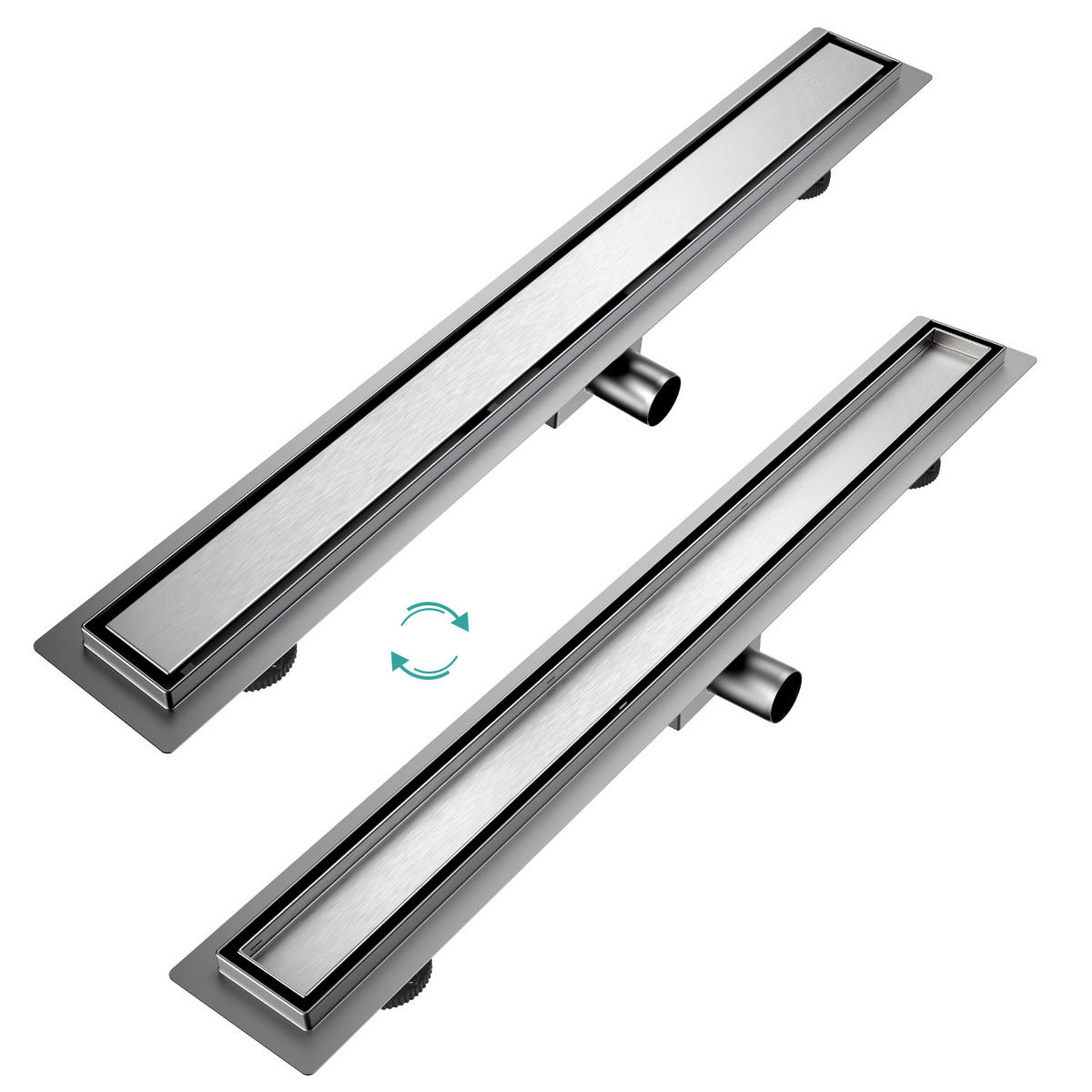 DUSCHRINNE Edelstahl Dusche & Bad 80/11 cm - Chromfarben, Metall (11/9/80cm) - EMKE