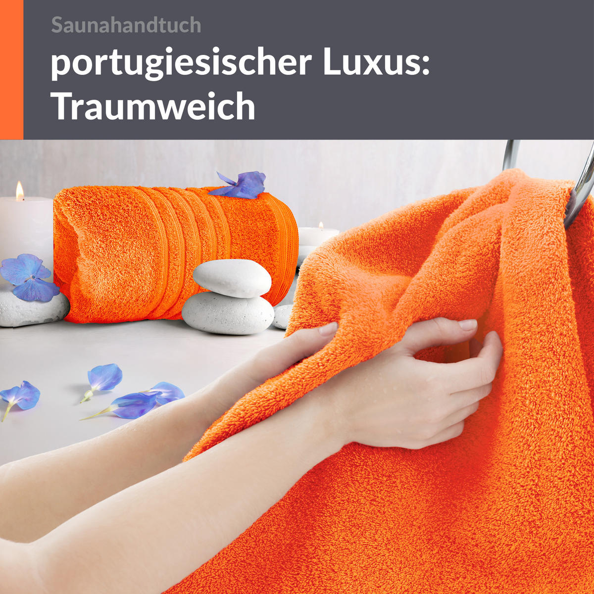 SAUNATUCH 80x200 cm 2er Set London Clementinen Orange - Orange, Textil (80/200cm) - Lashuma