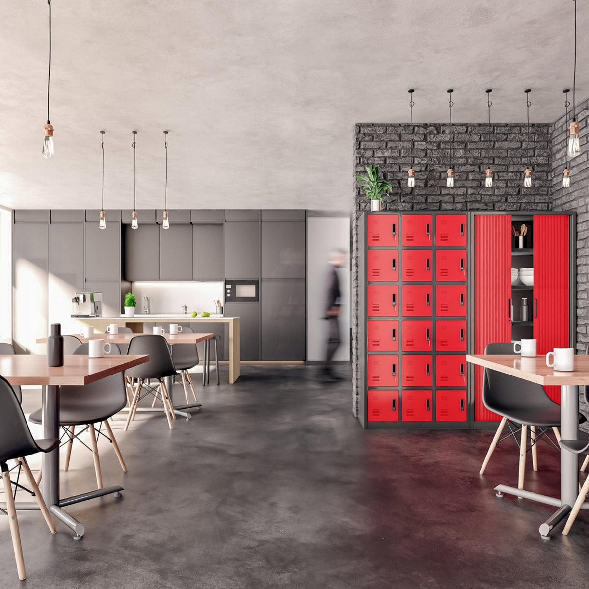 AKTENSCHRANK JAN II - Anthrazit/Rot, Metall (115/185/40cm) - Jan Nowak