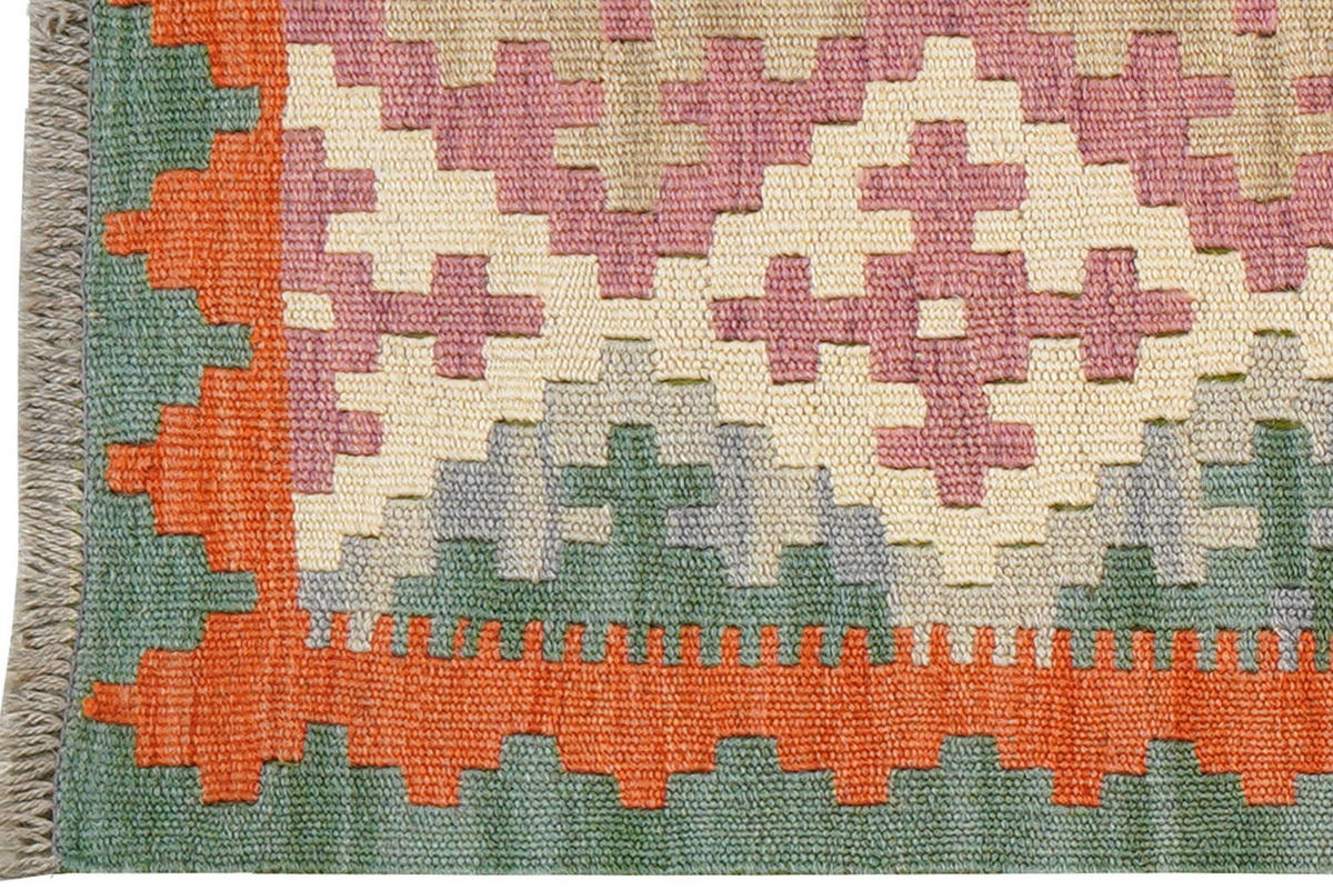 HANDWEBTEPPICH Kelim Gashgai Beige 197/60 cm Schurwolle - Beige, Textil (60/197cm) - Looma