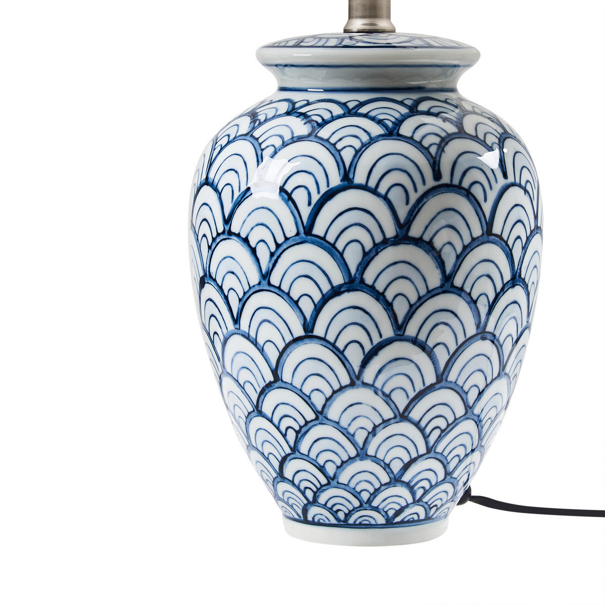 TISCHLEUCHTE Weiß/Blau Jauca - Blau/Weiß, Keramik (33/33/50cm) - Beliani