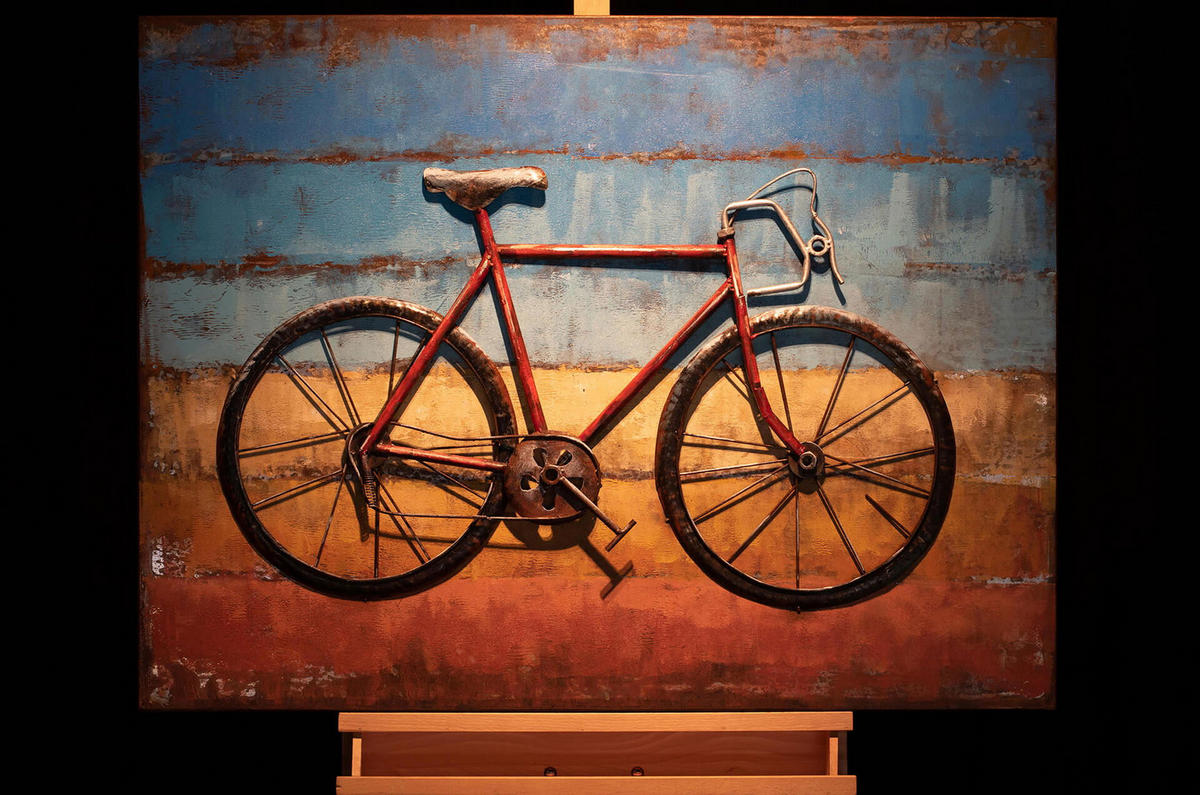 METALLBILD Blau 100/70 cm - Blau/Rot, Metall (3.2/70cm) - KUNSTLOFT