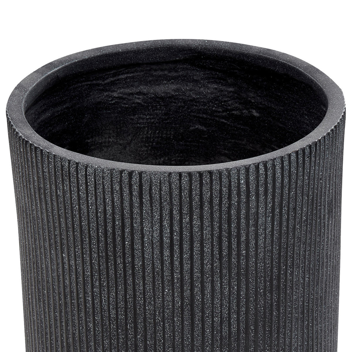 BLUMENTOPF schwarz rund 37/37/56 cm Eantio - Schwarz, Naturmaterialien (56cm) - Beliani