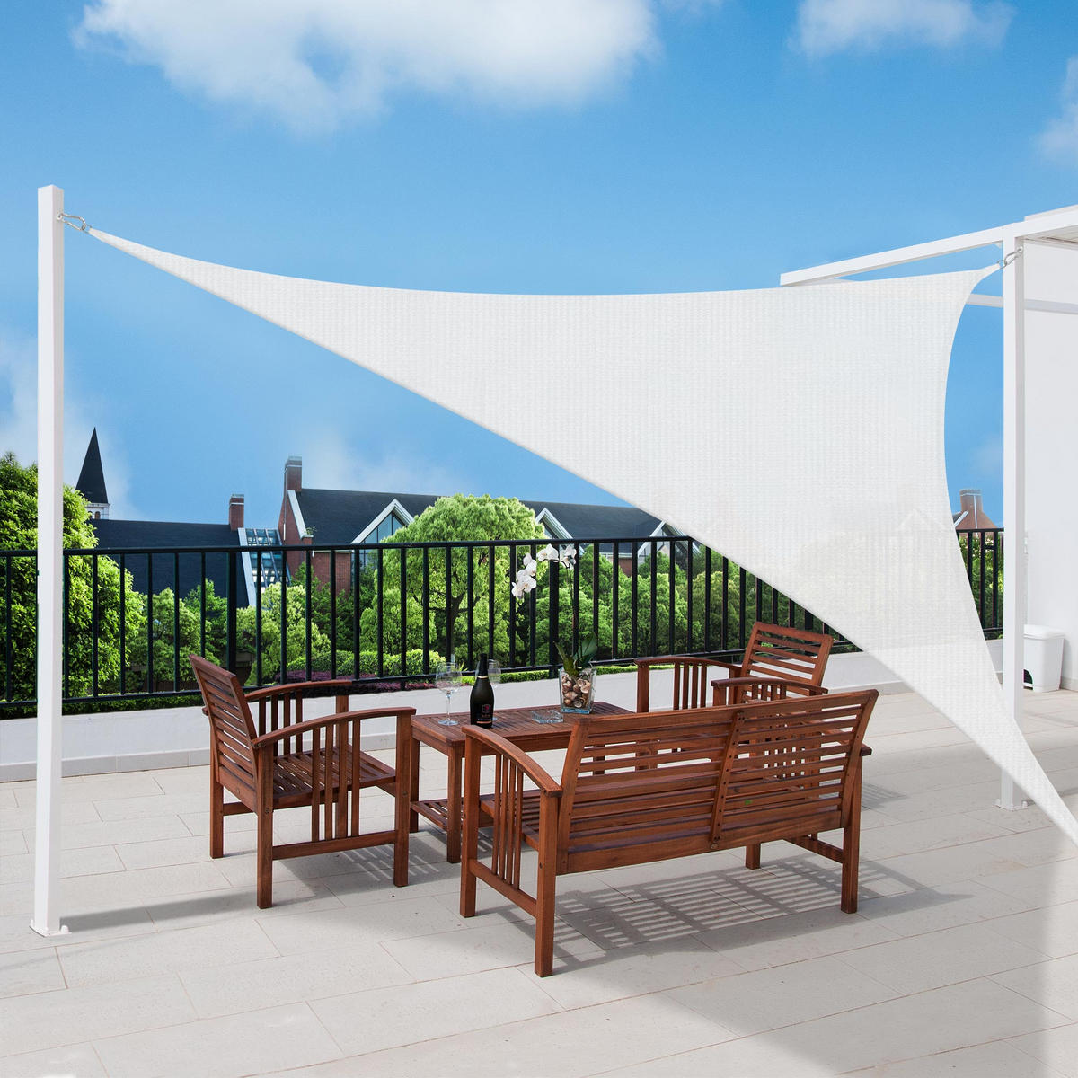 SONNENSEGEL SolVision HS9 300/300/300 cm dreieckig Weiß HDPE - Weiß, Kunststoff (300/300cm) - Sol Royal