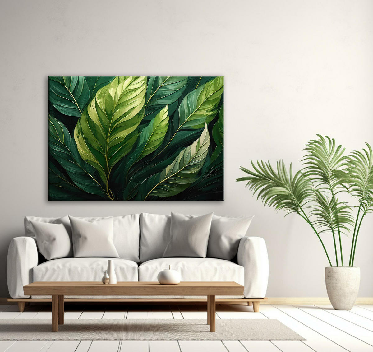 WANDBILD grüne blätter - Grün, Textil (60/40cm) - Feeby