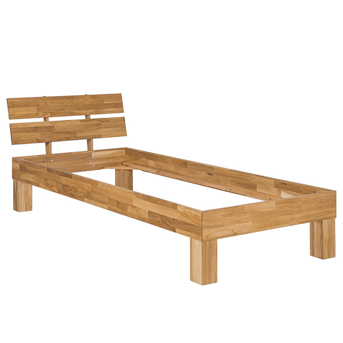 MASSIVHOLZBETT - Braun - Eichefarben, Holz (90/200cm) - home24