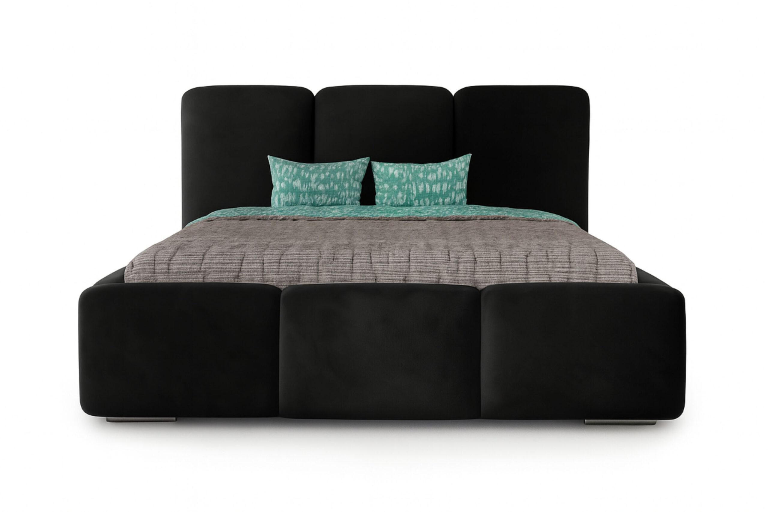 POLSTERBETT ROYAL, 180 x 200 cm mit Bettkasten und Lattenrost aus Metall, Velourstoff, Frabe: Schwarz - Schwarz, Holz/Kunststoff (180/200cm) - Agmat-Furniture